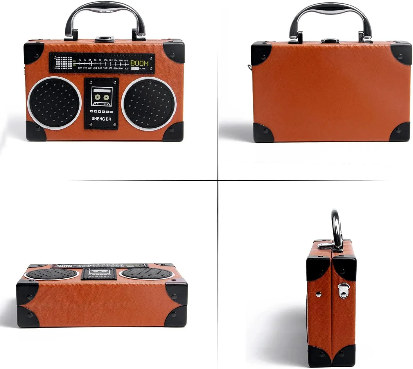 KUANG! Women Retro Radio Shaped Clutch Hundred Dollar Bill Box Shoulder Bag Elegant Evening Crossbody Handbag