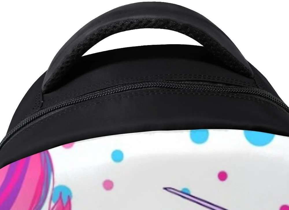 Kuizee Classic Backpack Schoolbag Adjustable Padded Shoulder Straps Daypack ﻿Painted Bird Feathers Colorful Casual Bags Durable College Daily 16Inch
