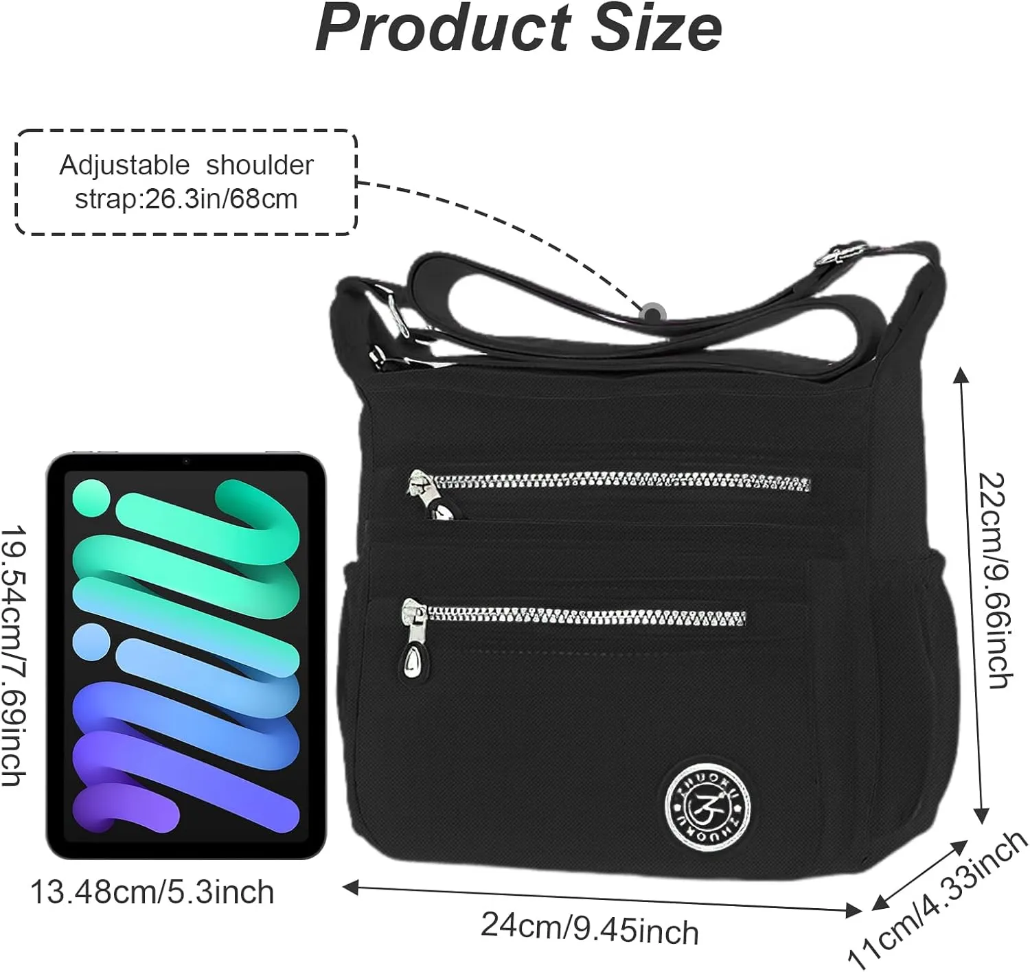 KXF Women's Waterproof Nylon Casual Crossbody Shoulder Messenger Bag Travel Purse Handbag with Multi Pocket