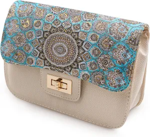 LA VICCA Women Shoulder Bag, Hand Bag, Carry Bag, Morrocon Design, Carpet Design, Special Edition (BEIGE & RED 557, M)