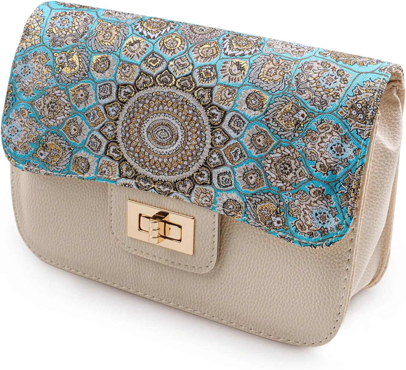 LA VICCA Women Shoulder Bag, Hand Bag, Carry Bag, Morrocon Design, Carpet Design, Special Edition (BEIGE & RED 557, M)