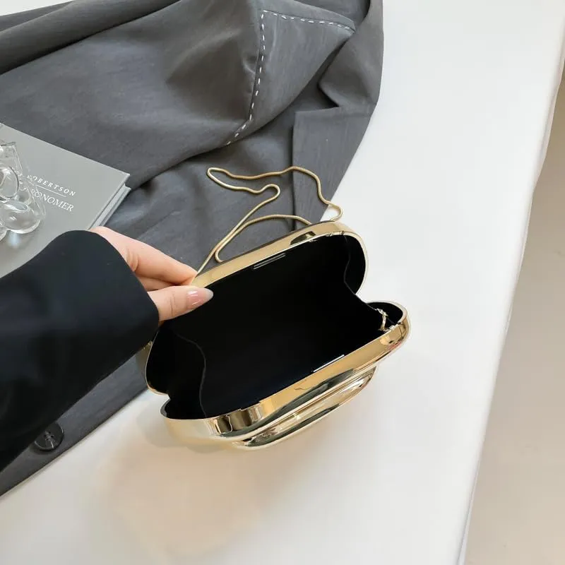 Ladies All-Match Shoulder Bag with Chain Versatile Sling Bag Buckle Elegant Evening Bag Shopping Travel Party Phone
