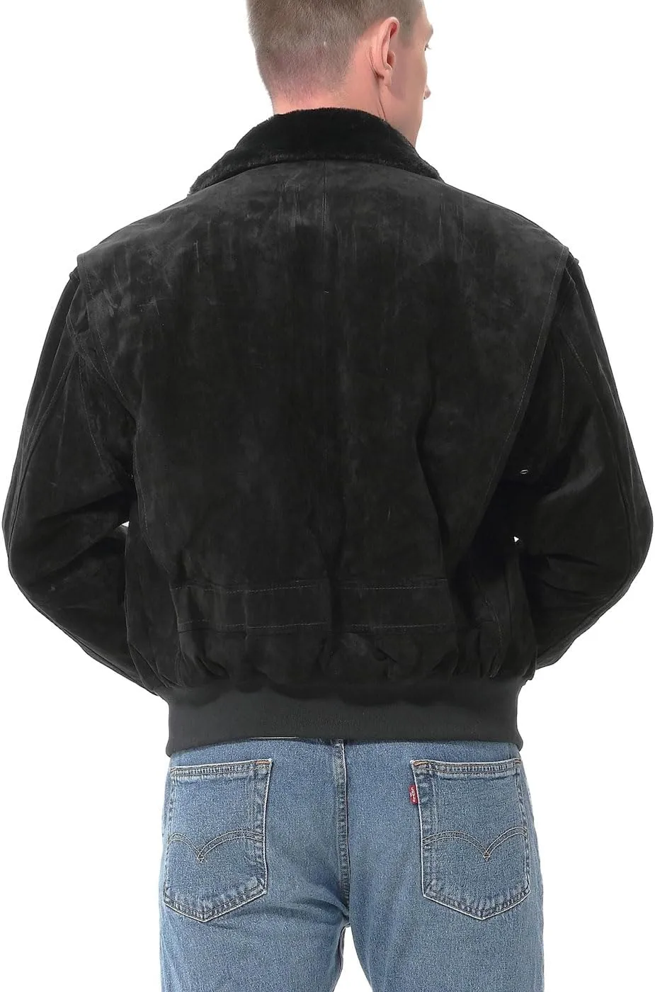 Landing Leathers Men Navy G-1 Leather Flight Bomber Jacket (Also available in Big & Tall)