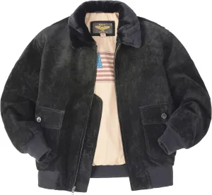 Landing Leathers Men Navy G-1 Leather Flight Bomber Jacket (Also available in Big & Tall)