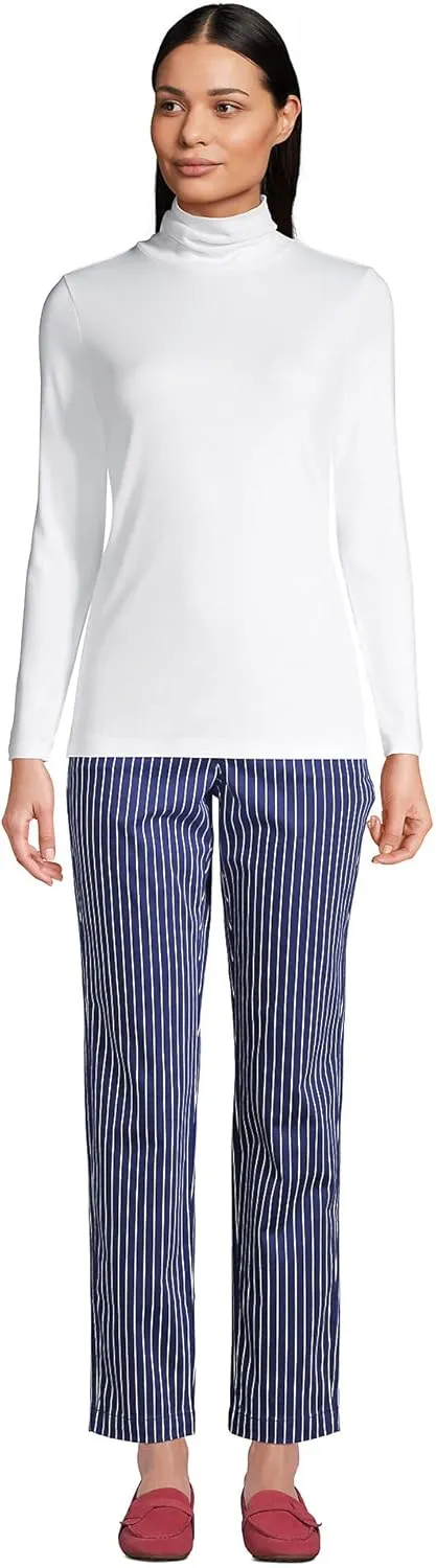Lands' End Women's American-Grown Supima Cotton Fitted Long Sleeve Turtleneck