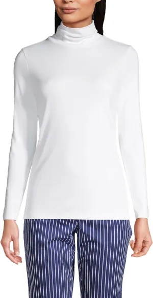 Lands' End Women's American-Grown Supima Cotton Fitted Long Sleeve Turtleneck
