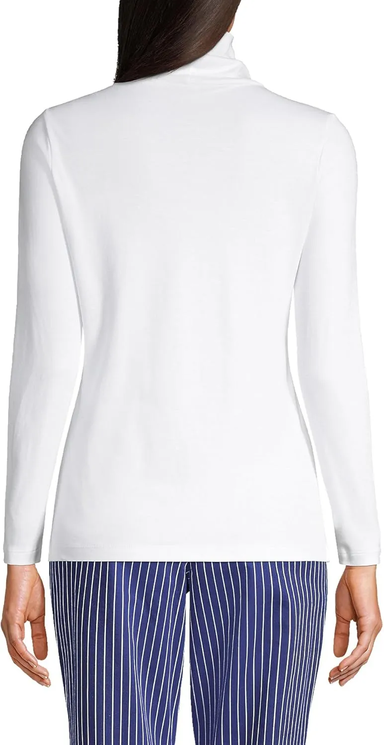 Lands' End Women's American-Grown Supima Cotton Fitted Long Sleeve Turtleneck