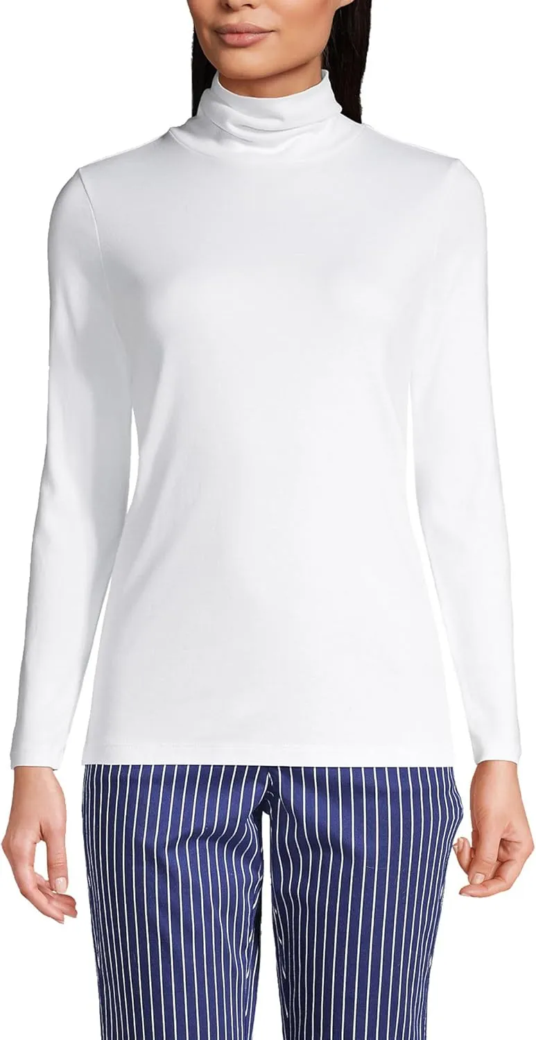 Lands' End Women's American-Grown Supima Cotton Fitted Long Sleeve Turtleneck