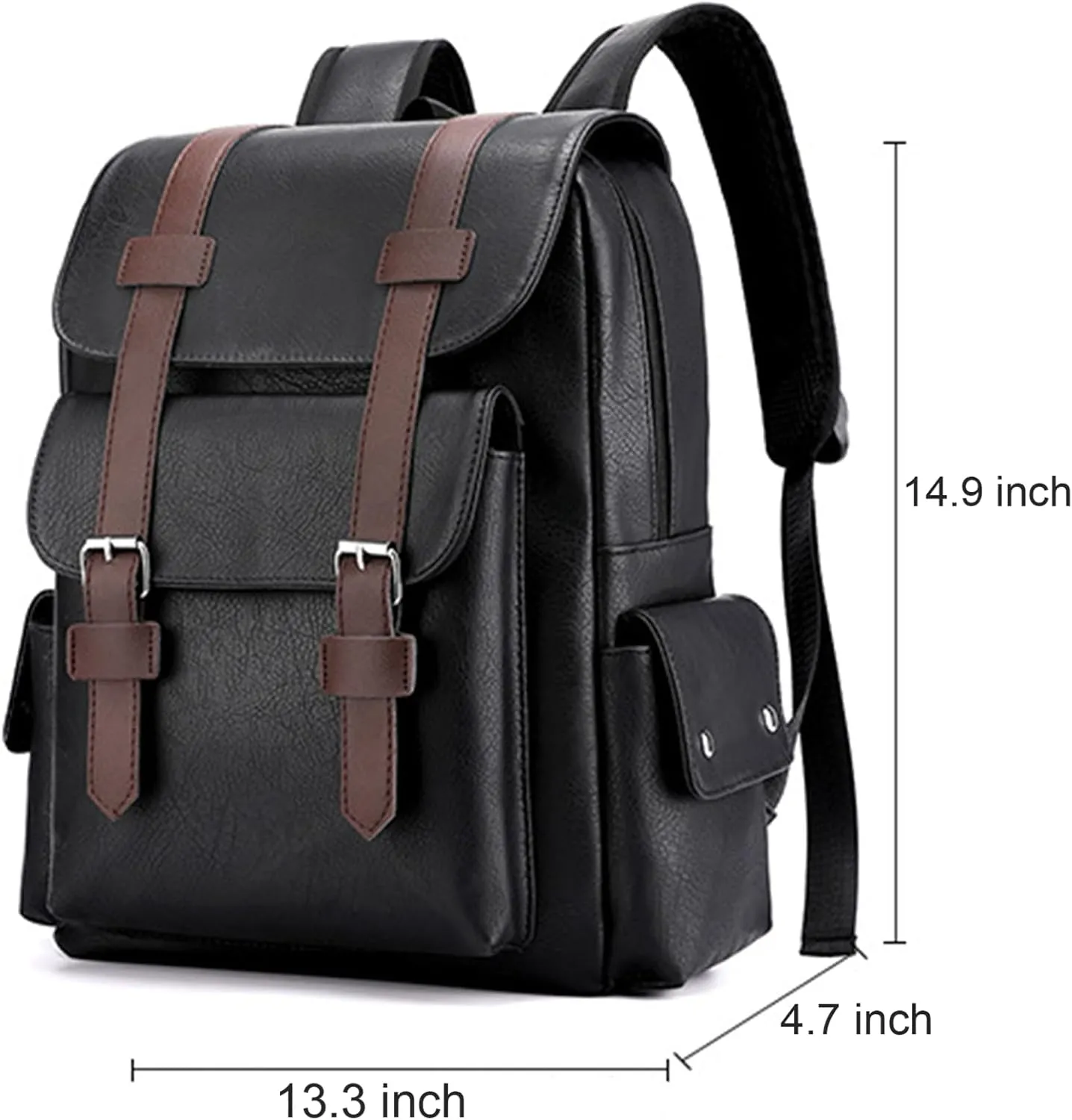Laptop Backpack for Mens Black Large Leather Work Back pack Travel Small Backpack Carry on Flight Approved Teacher Business Back Pack College Computer Backpack for Womens