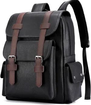 Laptop Backpack for Mens Black Large Leather Work Back pack Travel Small Backpack Carry on Flight Approved Teacher Business Back Pack College Computer Backpack for Womens