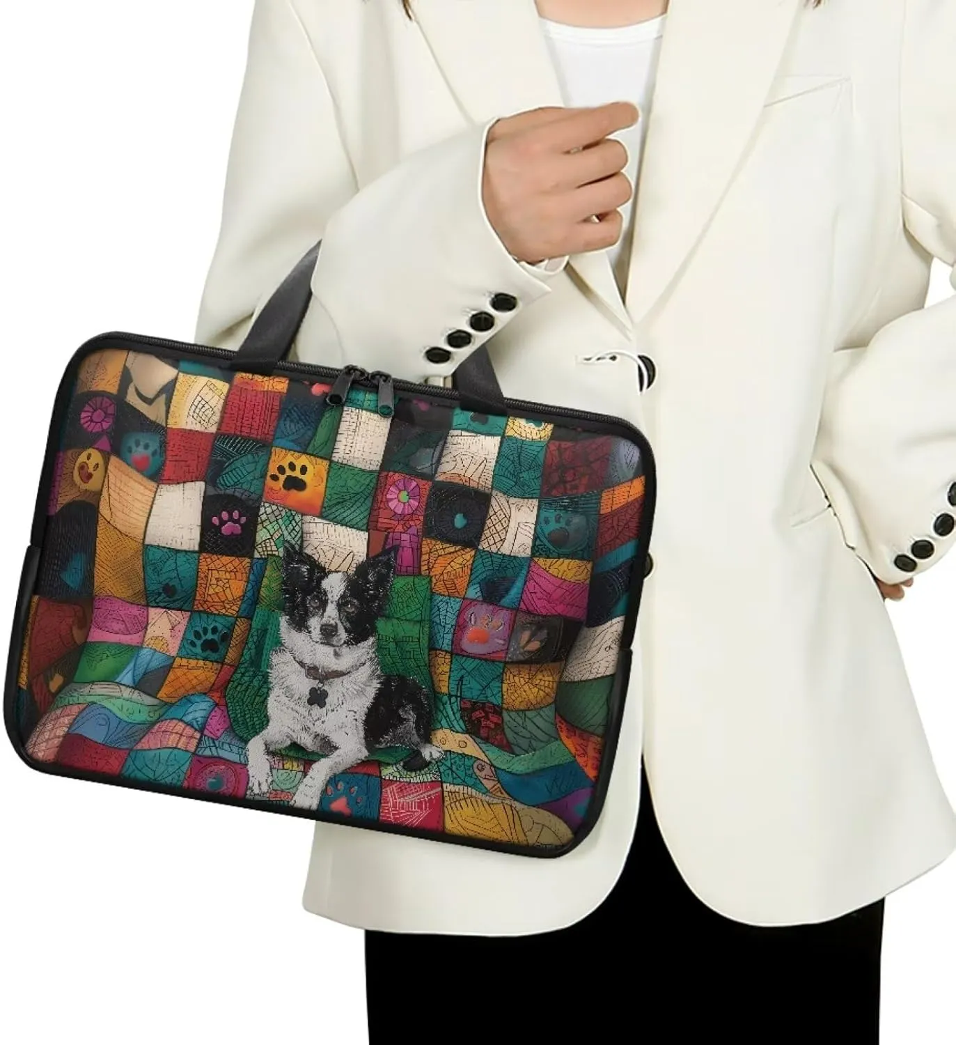 Laptop Bag Case Womens Mens Leather Briefcase Zipper Casual Computer Carrying Bag Cover