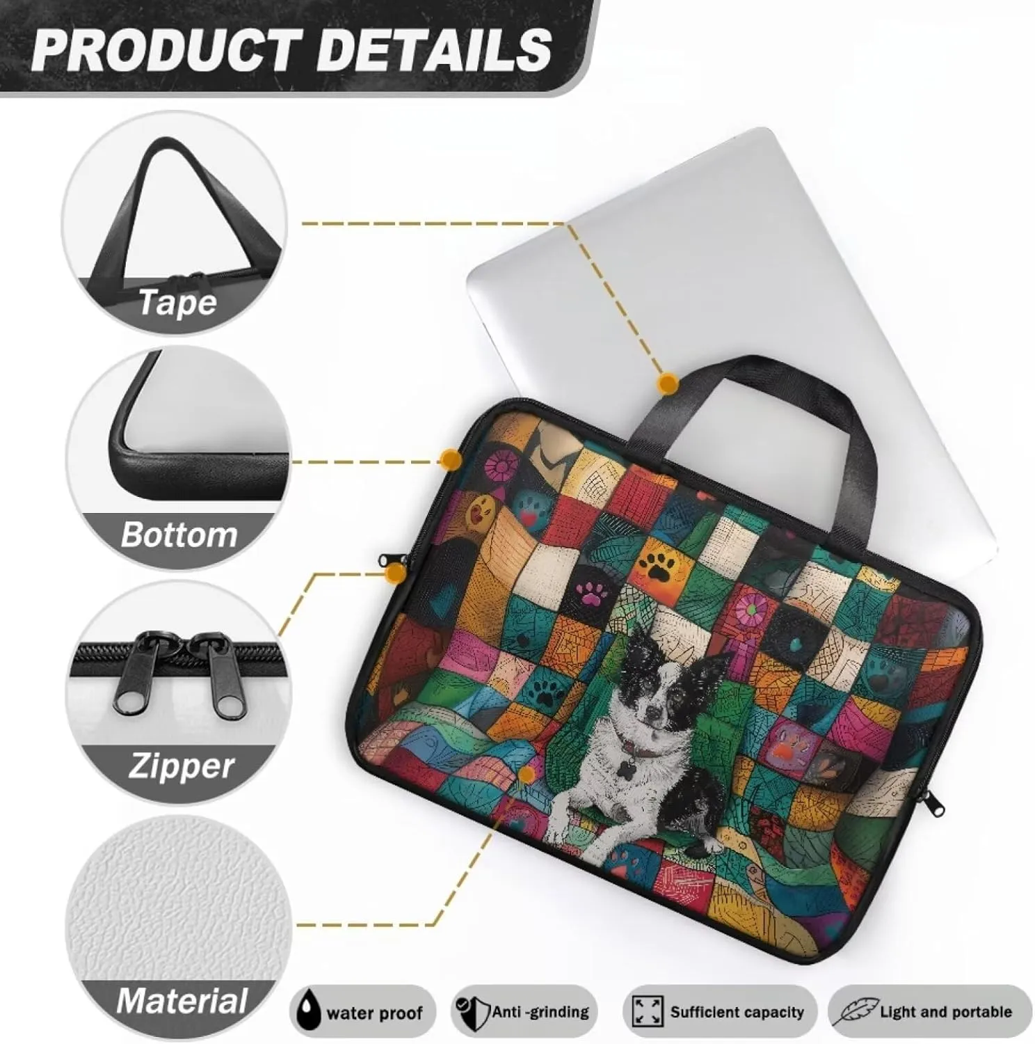 Laptop Bag Case Womens Mens Leather Briefcase Zipper Casual Computer Carrying Bag Cover