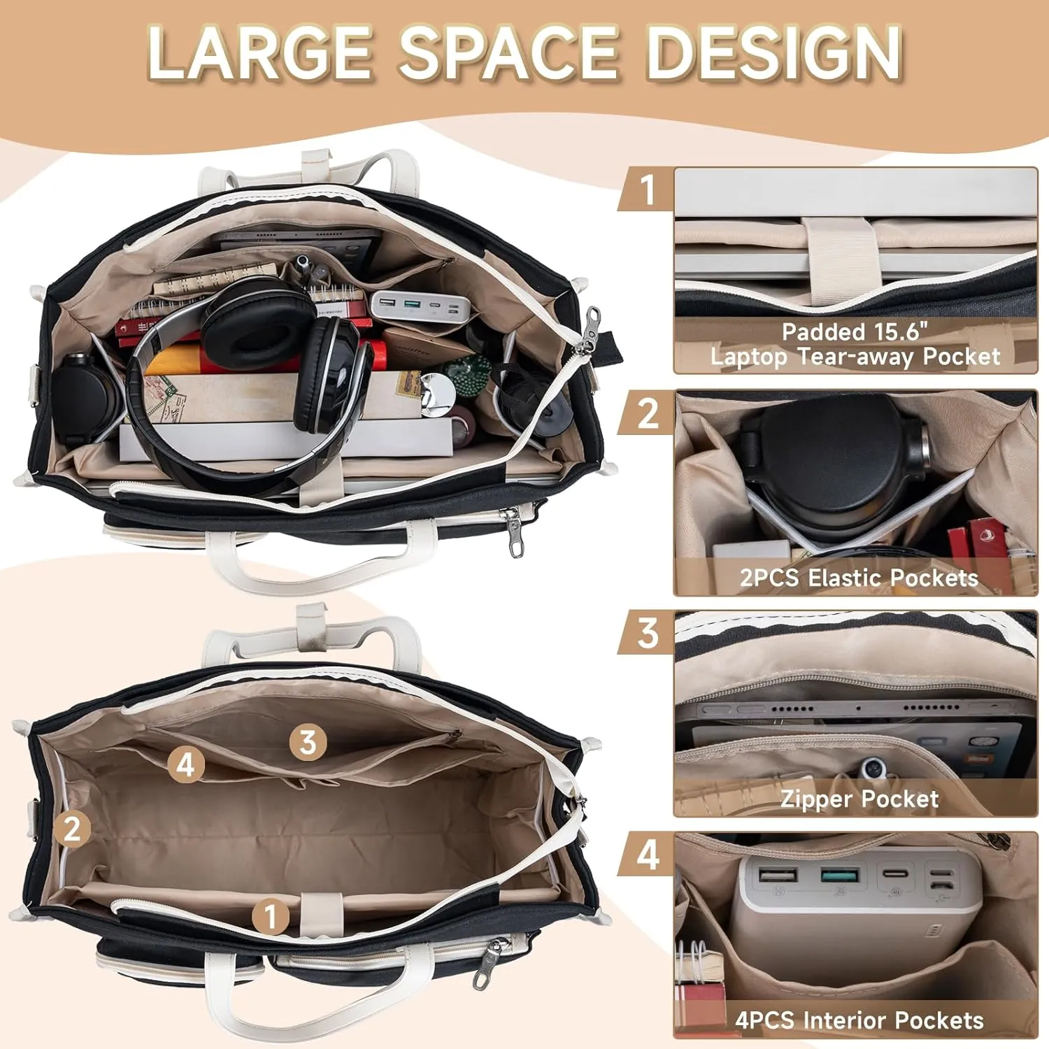 Laptop Bag for Women 15.6 inch Work, Nurse Bag Teacher Tote Bag Professional Laptop Tote, Large Purse Handbag