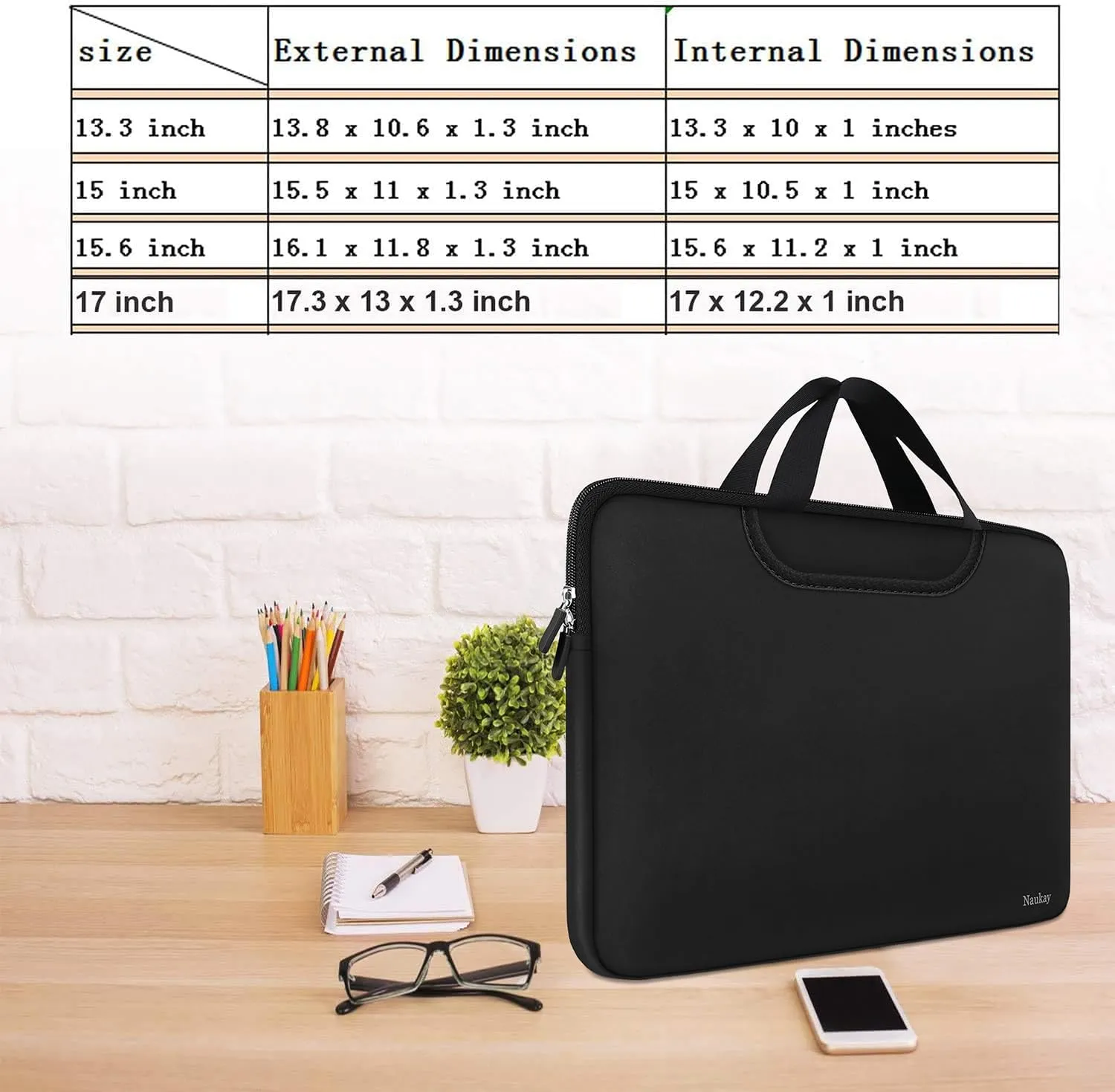 Laptop Sleeve Bag 15.6 Inch, Durable Traveling Briefcase Handle Bag & with Extra Pockets, Computer Protective Case Compatible for 15 15.6 inch HP, Dell, Acer, Asus, Black