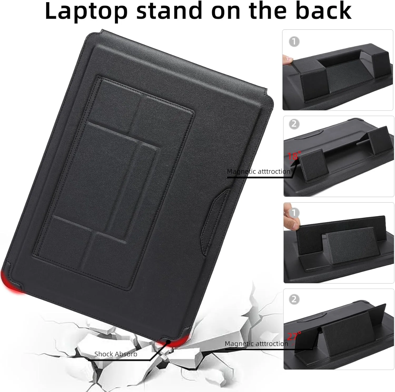 Laptop Sleeve Case with Stand and Mouse Pad 13-14 Inch Laptop Case Chromebook Sleeve Leather Protective Cover for MacBook Pro/Air Dell HP Lenovo ThinkPad Samsung Asus Acer LG Laptops