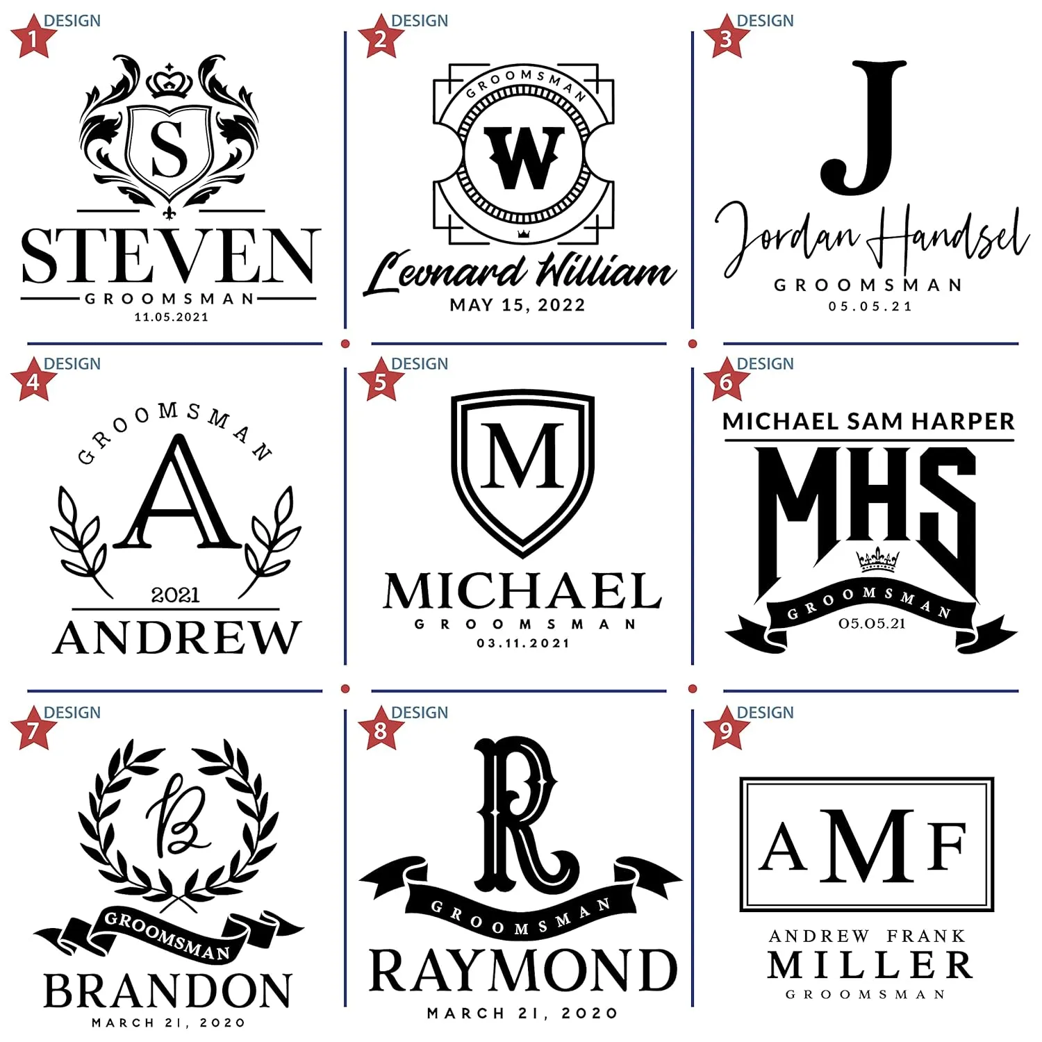 Lara Laser Works Set of 6 - Personalized Groomsmen Gifts, Custom Toiletry Bags for Men - Groomsman Gifts for Wedding, Groomsmen Travel Bag - Blue