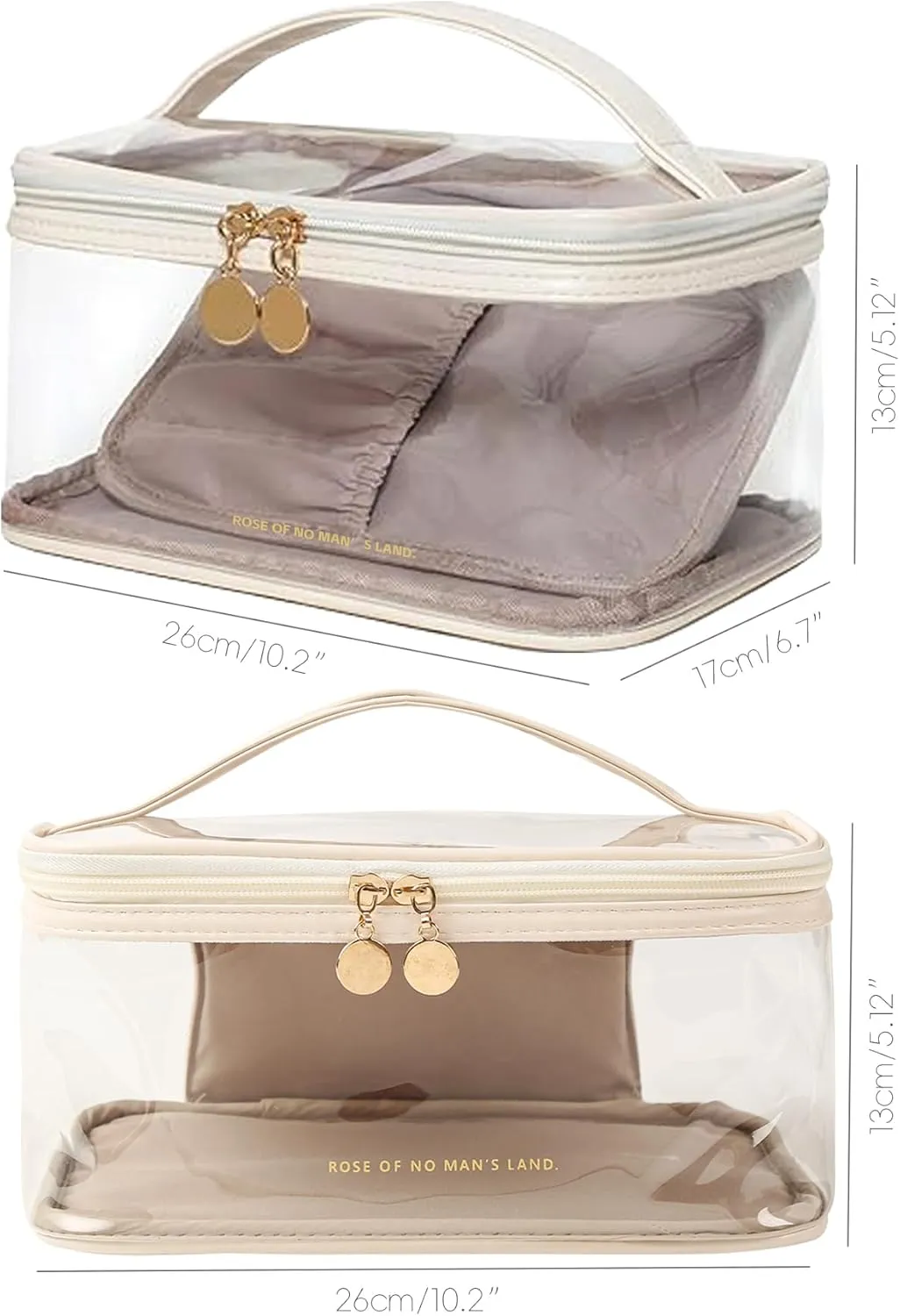 Large Clear Makeup Bag Big Cosmetic Bags Waterproof Toiletry Orangizer with Handle Transparent Toiletries Case Travel Pouch for Women Girls Daily Beauty Purse Essentials Skincare Bag Purple