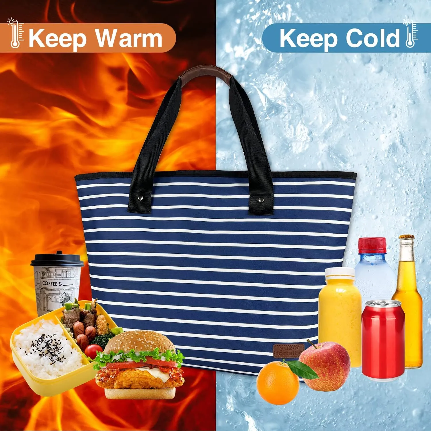 Large Cooler Bag Insulated Blue 30can 18L,Leakproof Soft Coolers Insulated Tote Bag, Reusable Grocery Bag ，Lunch Box Lunch Bag for Picnic Beach Camping.…