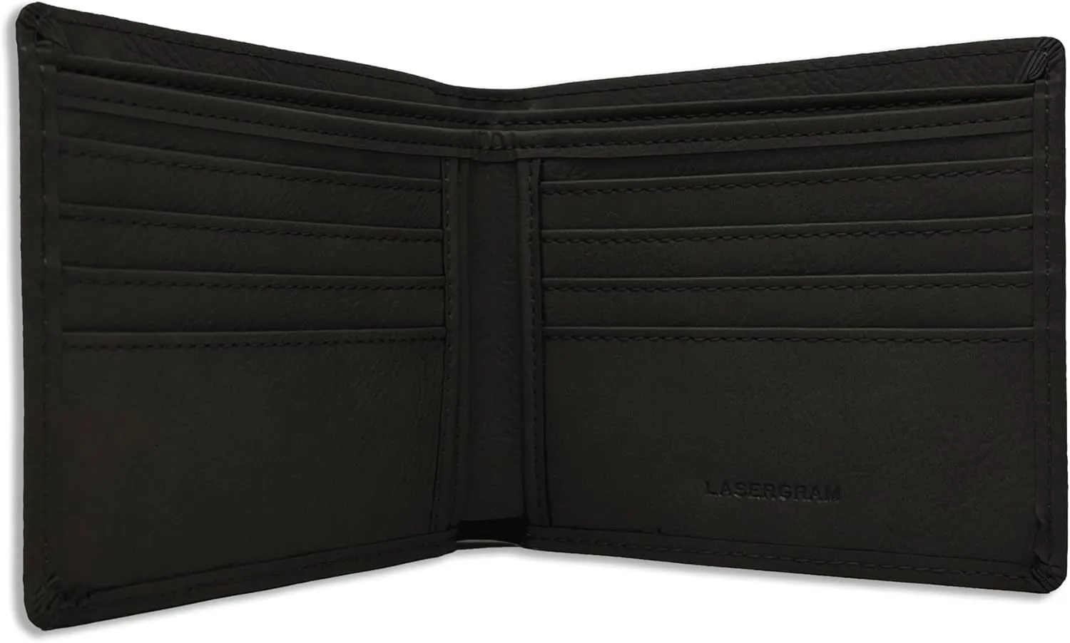 LaserGram Faux Leather Bi-Fold Wallet, Basketball Slam Dunk Man, Personalized Engraving Included (Black with Silver)