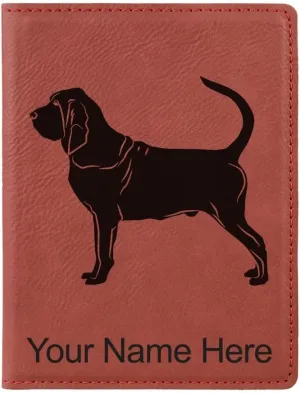 LaserGram Faux Leather Passport Holder, Bloodhound Dog, Personalized Engraving Included (Burgundy)