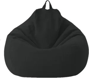 Lazy Sofa Cover Without Filler for Adults and Children Armchair Cover Complies with Ergonomic Design with Hidden Zip Design 3 Sizes,Black,S