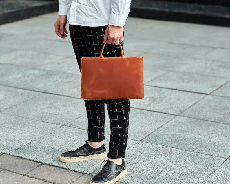 Leather Laptop Bag With Handle