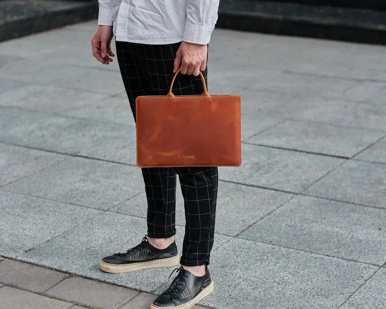 Leather Laptop Bag With Handle