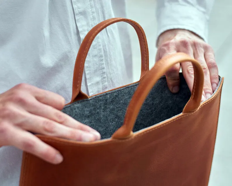 Leather Laptop Bag With Handle