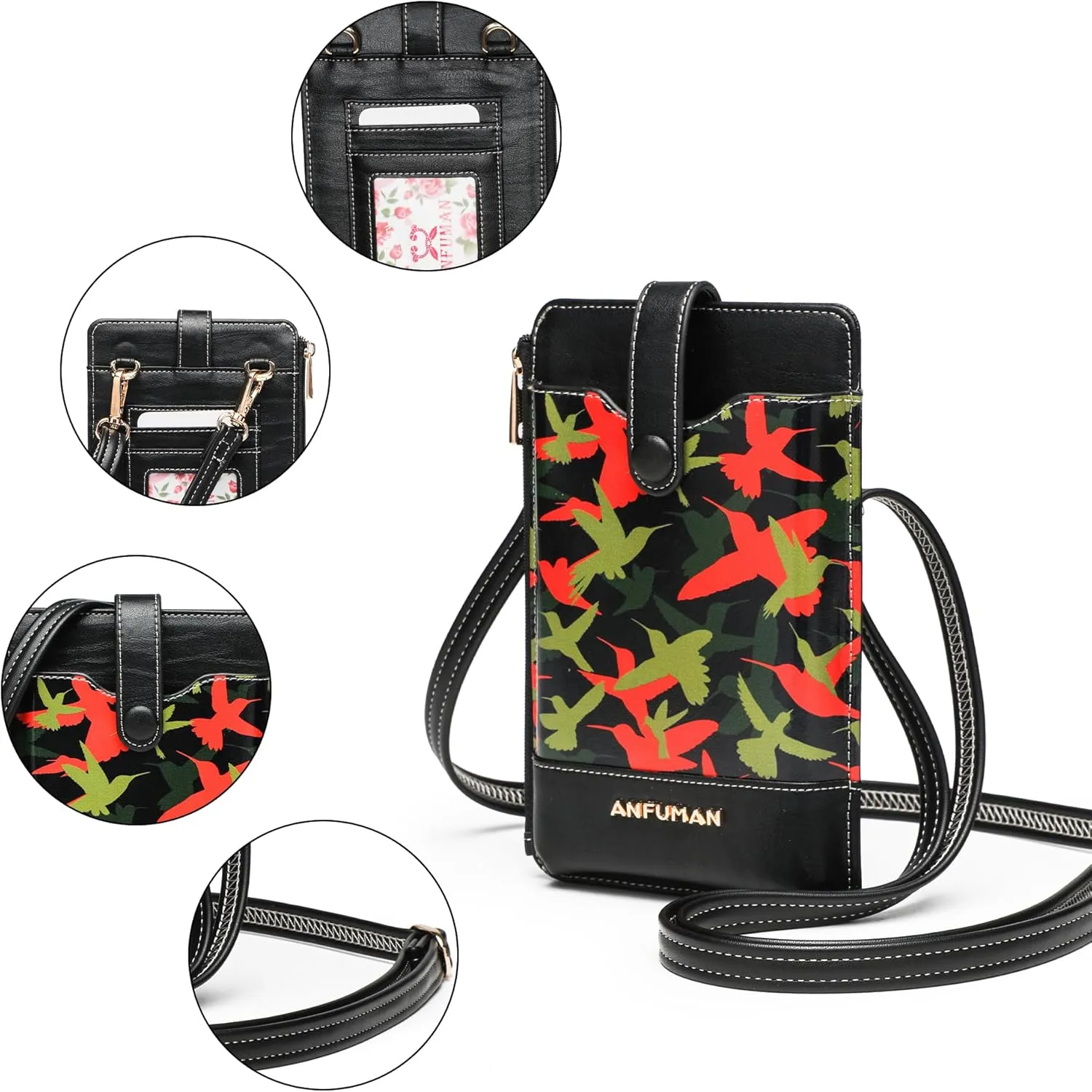 Leather Small Crossbody Bags for Women Designer Cell Phone Bag Wallet Purses Adjustable Strap