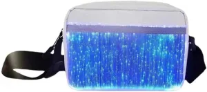 LED Crossbody Bag Light up Purse 7 Colors Luminous Glow Handbags Leather Shoulder Bag (White)