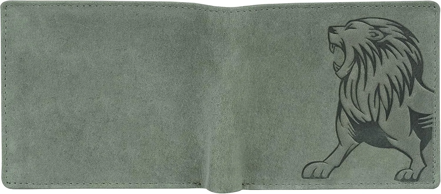 Leo Leather Wallet for Men, Vintage Green, Two Fold Wallet