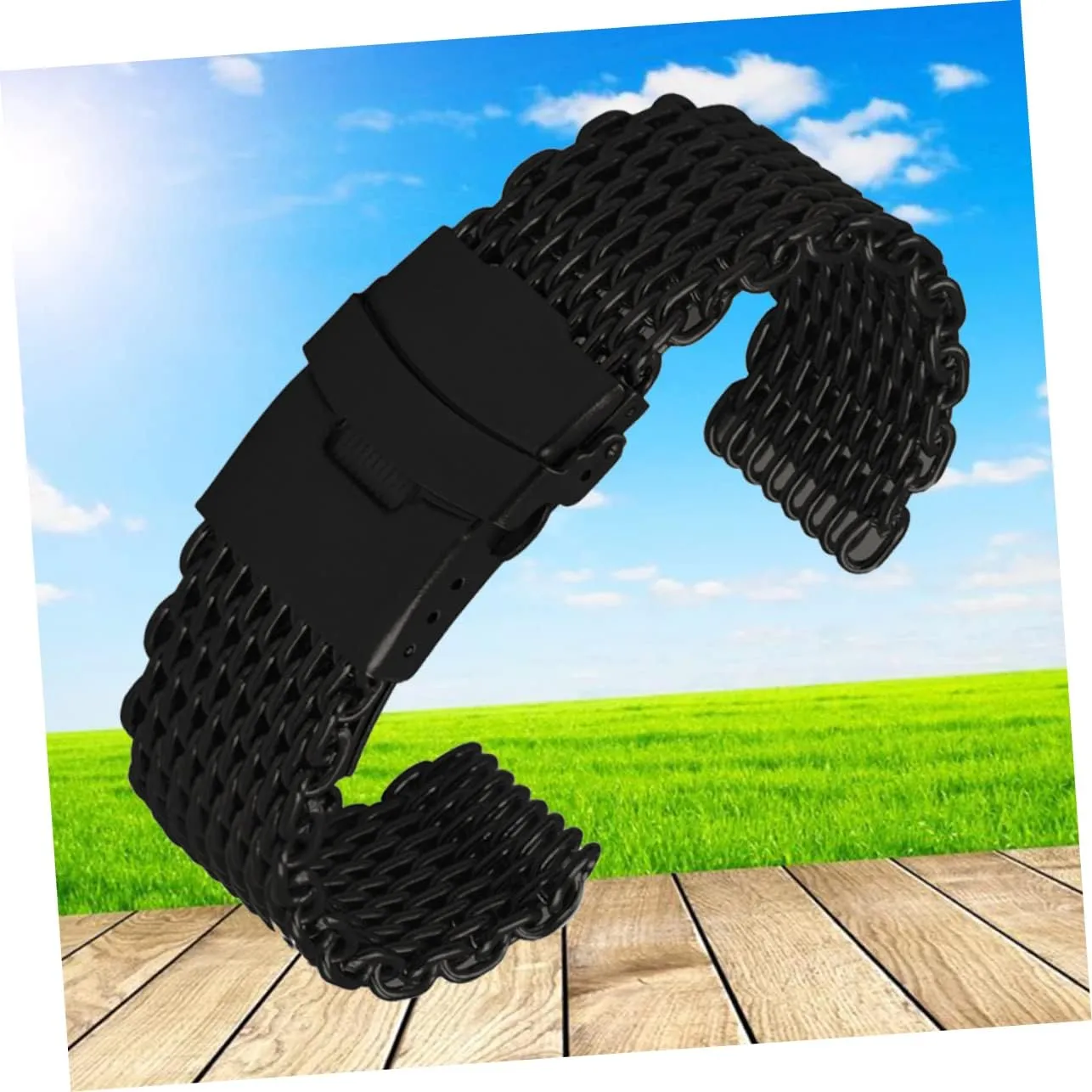 LIFKOME 2pcs Metal Watchband Stainless Watch Strap Shark Mesh Watch Band Mesh Watchband Stainless Steel