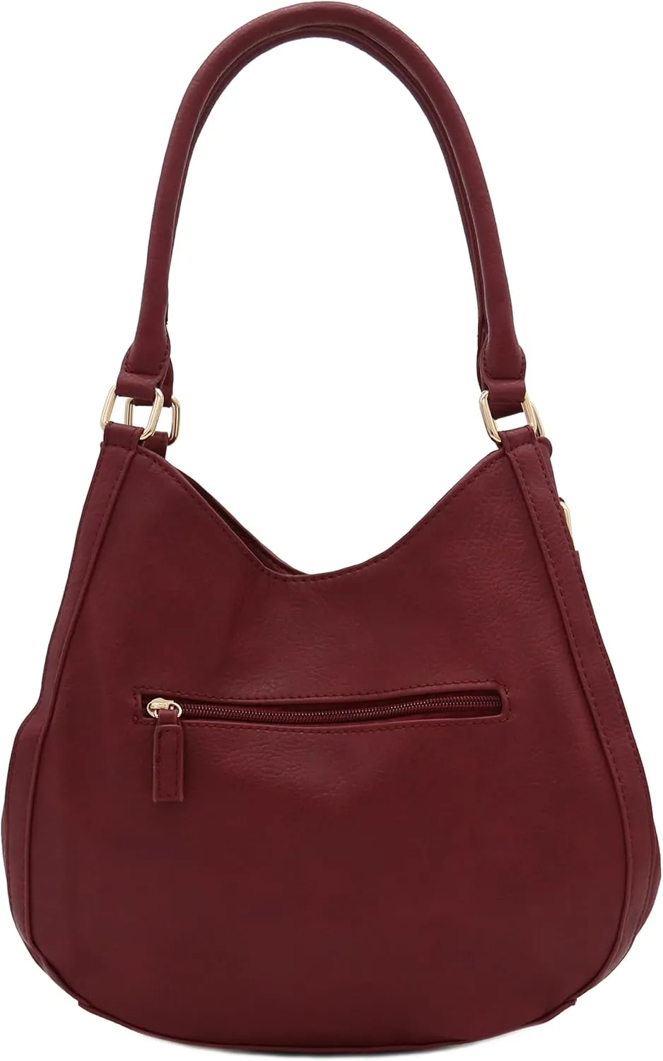 Lightweight 3 Compartment Faux Leather Medium Hobo Bag