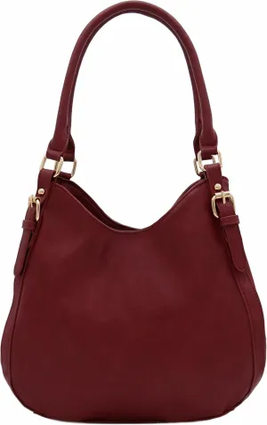 Lightweight 3 Compartment Faux Leather Medium Hobo Bag