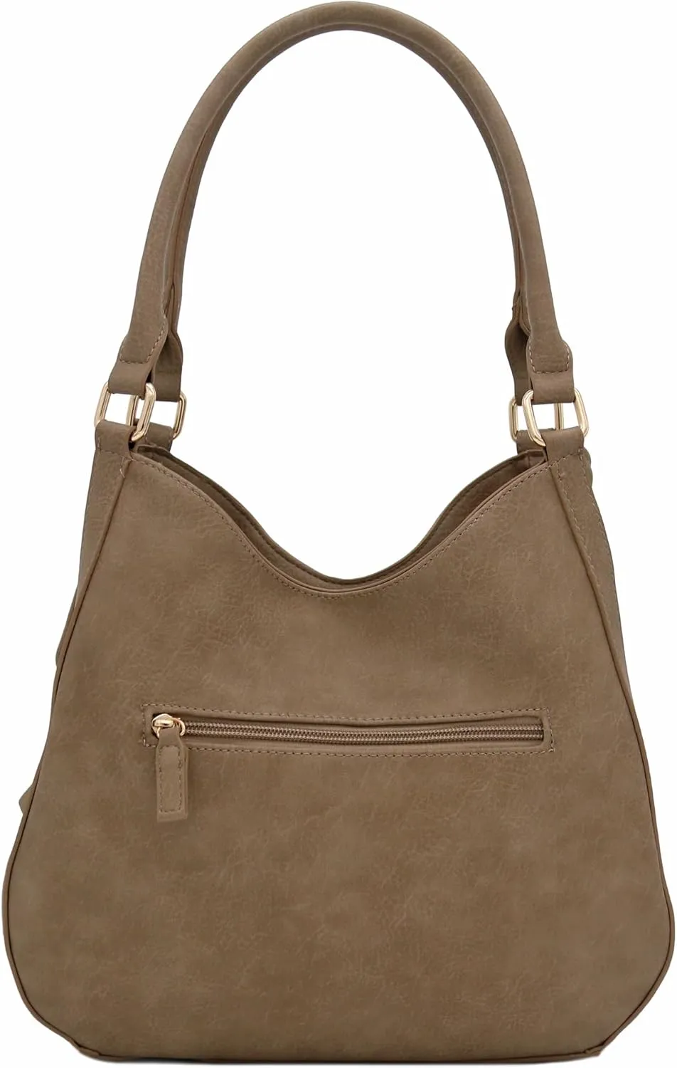 Lightweight 3 Compartment Faux Leather Medium Hobo Bag