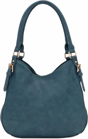 Lightweight 3 Compartment Faux Leather Medium Hobo Bag