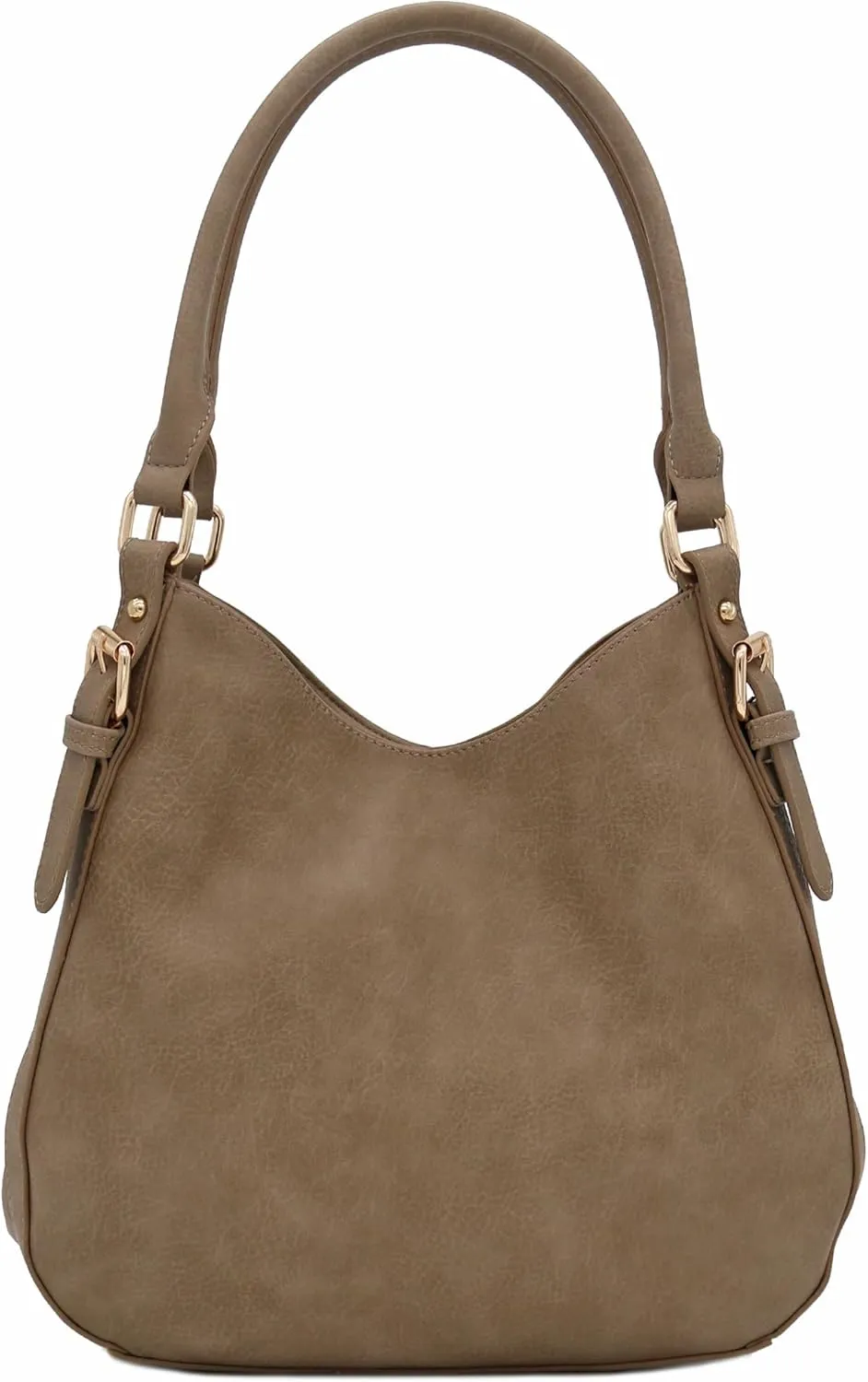 Lightweight 3 Compartment Faux Leather Medium Hobo Bag