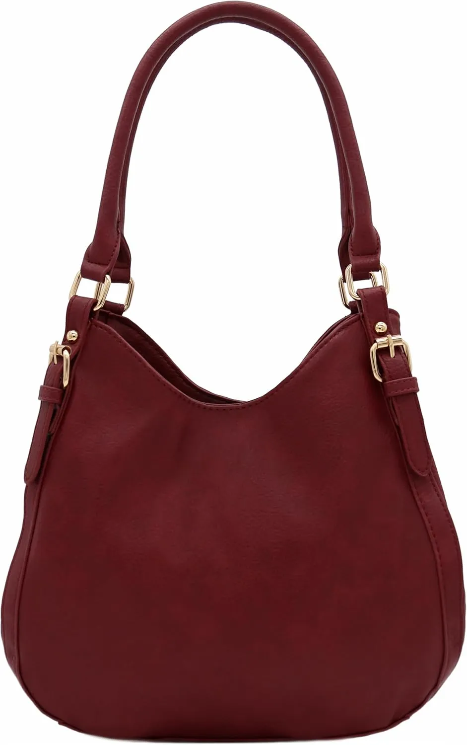 Lightweight 3 Compartment Faux Leather Medium Hobo Bag