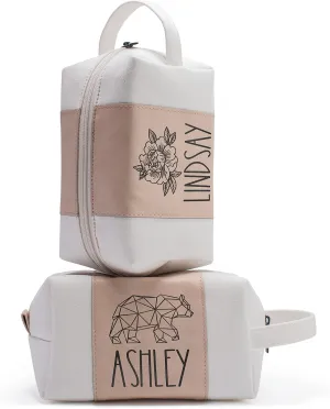 Lily's Atelier Gifts for Women, Toiletry Bag for Women Personalized, 18 New Icons & 4 Colors - Custom Makeup Bag w/Name, Travel Toiletry Bag for Women, Makeup Organizer Bag, Rose