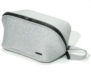 LINE ARC Machine-Washable Neoprene Toiletry Bag (Granite) Modern Gray Heather Dopp Kit Soft Insulation Cosmetics Makeup Travel Skincare Shaving Large Case Men Women Overnight Easy-to-Clean