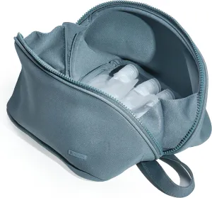 LINE ARC Machine-Washable Neoprene Toiletry Bag (Ocean) Modern Blue Dopp Kit Soft Insulation for Cosmetics Makeup Travel Skincare Shaving Large Case Men Women Overnight Easy-to-Clean