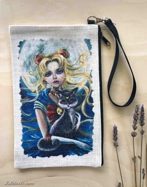 Linen Wallet "Sailor moon & Luna"