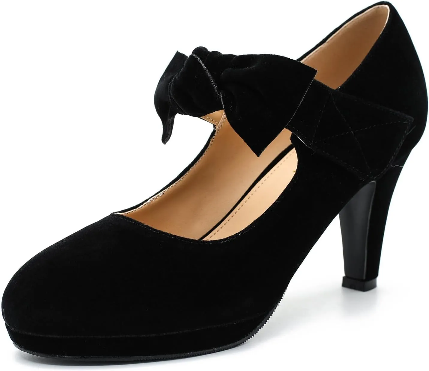 LIURUIJIA Women's Bow Platform Heels Mary Jane Pumps Ladies Sexy Cute Dressy Shoes for Wedding Work Party