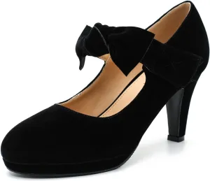 LIURUIJIA Women's Bow Platform Heels Mary Jane Pumps Ladies Sexy Cute Dressy Shoes for Wedding Work Party