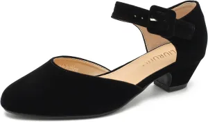 LIURUIJIA Women's Closed Toe Low Heel Dress Shoes Ankle Strap D'Orsay Work Office Comfortable Pumps