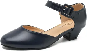 LIURUIJIA Women's Low Chunky Heel Dress Shoes Closed Toe Comfortable Heels D'Orsay Work Office Pumps Navy Blue US 10