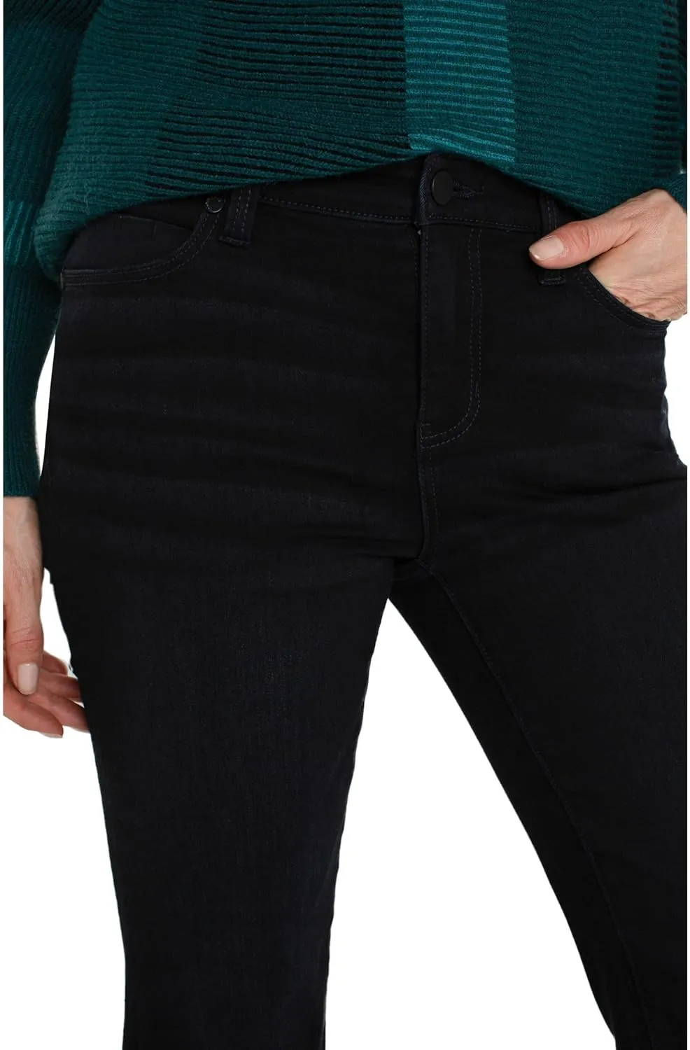 Liverpool Women's Hannah Flare Mid Rise Blue Black Denim in Apollo