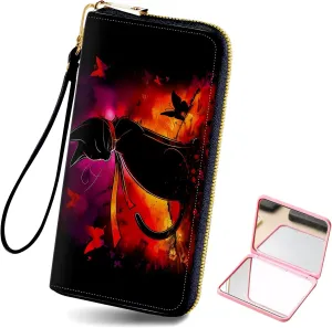 Long Wallet for Women, PU Leather Wristlet Wallet with Zipper Credit Card Holder Pocket Business Travel Wallet