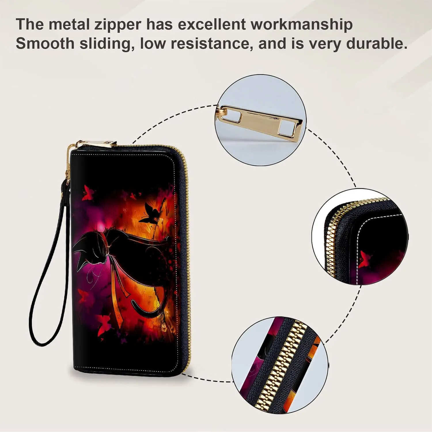 Long Wallet for Women, PU Leather Wristlet Wallet with Zipper Credit Card Holder Pocket Business Travel Wallet