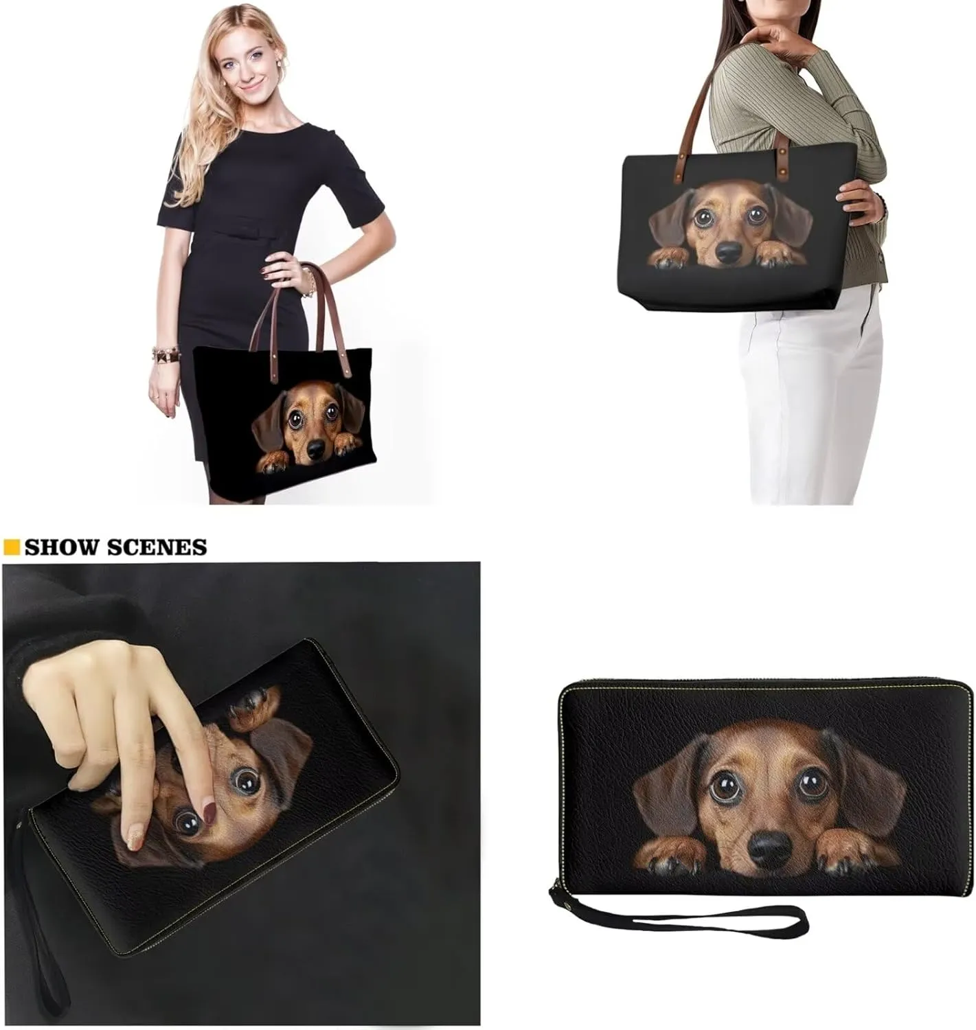 Lotusorchid 2 Pcs Top Handle Bags for Women, Large Tote Shoulder Bag Satchel Handbag with Matching Wallet Gift for Mom Wife